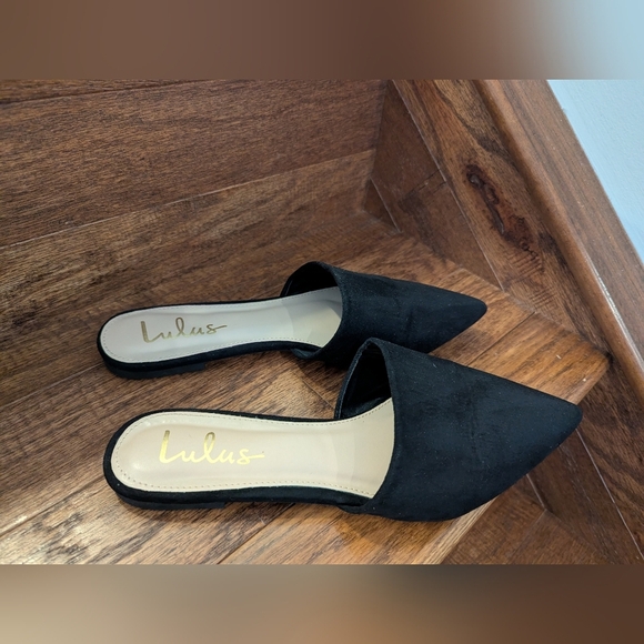 Lulu's Black Mules Size 7.5, Lorene Faux Suede Pointed-Toe - Picture 14 of 16